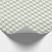 Karo-Muster für Light Sage Green und White Gingham Geschenkpapier (Ecke)
