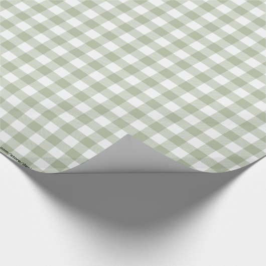 Karo-Muster für Light Sage Green und White Gingham Geschenkpapier (Ecke)