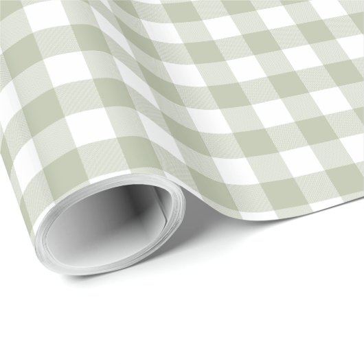 Karo-Muster für Light Sage Green und White Gingham Geschenkpapier (Rolleneckpunkt)