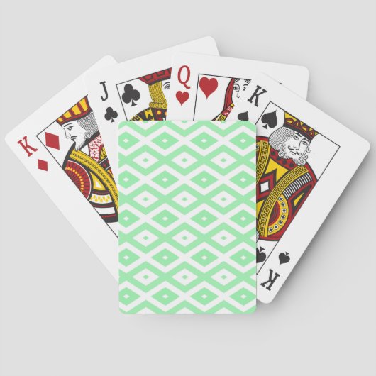 Karo-Muster grün und weiß Spielkarten (Rückseite)
