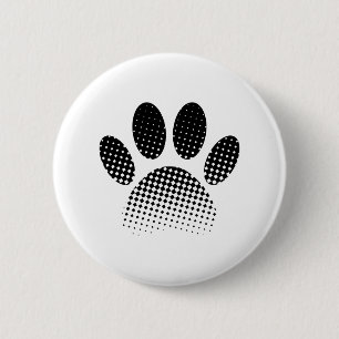Karo Muster Halftone Dog Paw Drucken Button