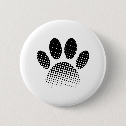 Karo Muster Halftone Dog Paw Drucken Button (Vorderseite)