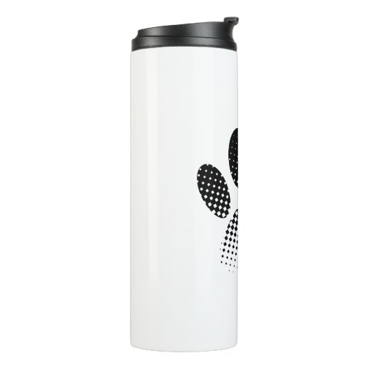 Karo Muster Halftone Dog Paw Drucken Thermosbecher (Nach links gedreht)