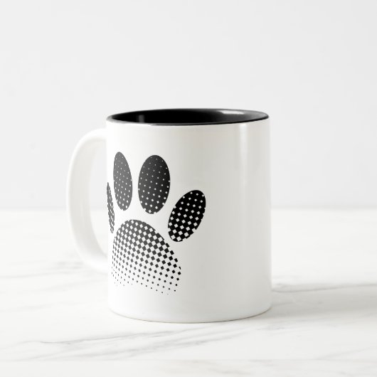 Karo Muster Halftone Dog Paw Drucken Zweifarbige Tasse (Vorderseite Links)