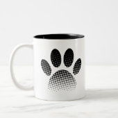 Karo Muster Halftone Dog Paw Drucken Zweifarbige Tasse (Links)