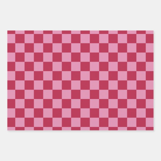 Karo Muster Magenta und rosa Geschenkpapier Set (Vorderseite 2)