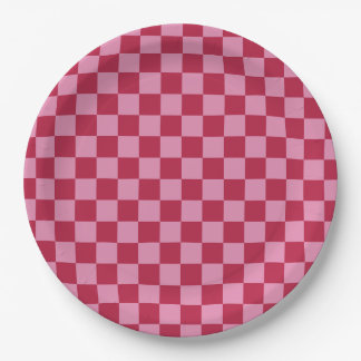 Karo Muster Magenta und rosa Pappteller
