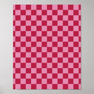 Karo Muster Magenta und rosa Poster
