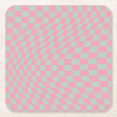 Karo-Muster Minze, grün und rosa Karton Rechteckiger Pappuntersetzer (Vorderseite)