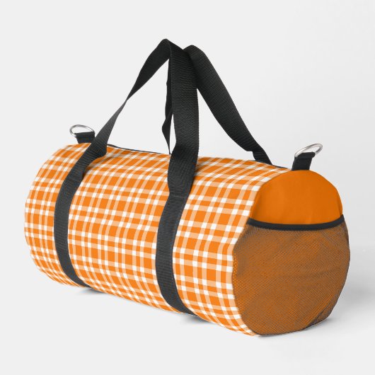 Karo Muster Orange Weiß Klein Duffle Bag (Rechte Ecke)
