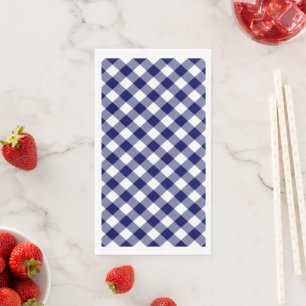 Karo Navy Blue und White Gingham Serviette