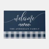 Karo Navy und White Buffalo Personalisiert Fußmatte (Vorderseite)