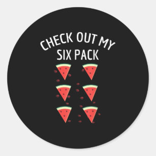 Karo Out My Six Pack Watermelon Fun Melon Shirt Runder Aufkleber