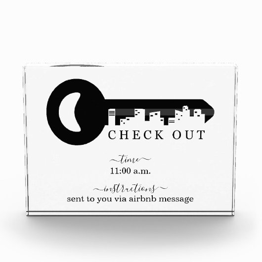 Karo Out Time Sign Glass Block (Vorderseite)