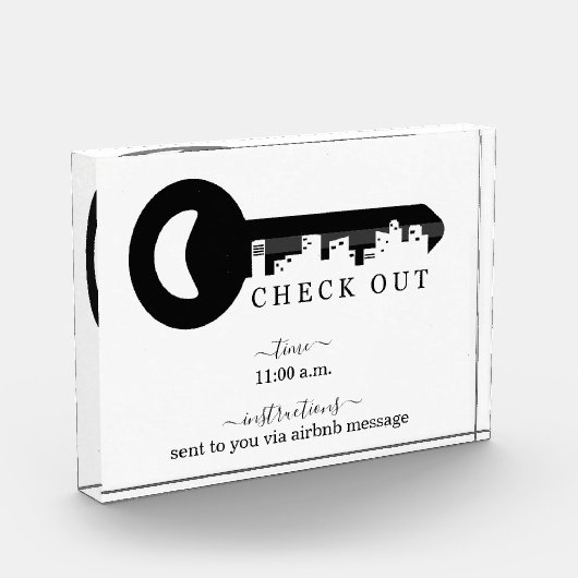Karo Out Time Sign Glass Block (Links)