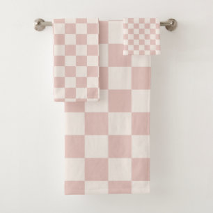 Karo Pale Beige Checked Pattern Checkerboard Badhandtuch Set