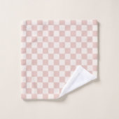 Karo Pale Beige Checked Pattern Checkerboard Badhandtuch Set (Waschlappen)