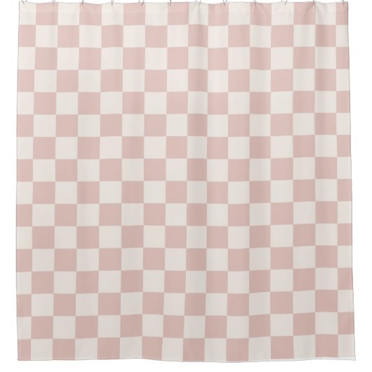 Karo Pale Beige Checked Pattern Checkerboard Duschvorhang (Vorderseite)