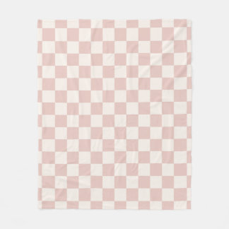 Karo Pale Beige Checked Pattern Checkerboard Fleecedecke