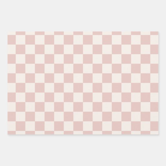 Karo Pale Beige Checked Pattern Checkerboard Geschenkpapier Set (Vorderseite 3)
