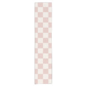 Karo Pale Beige Checked Pattern Checkerboard Kurzer Tischläufer (Vorderseite)