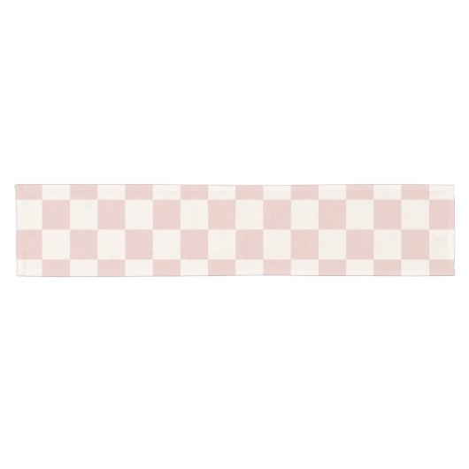 Karo Pale Beige Checked Pattern Checkerboard Kurzer Tischläufer (Horizontal)