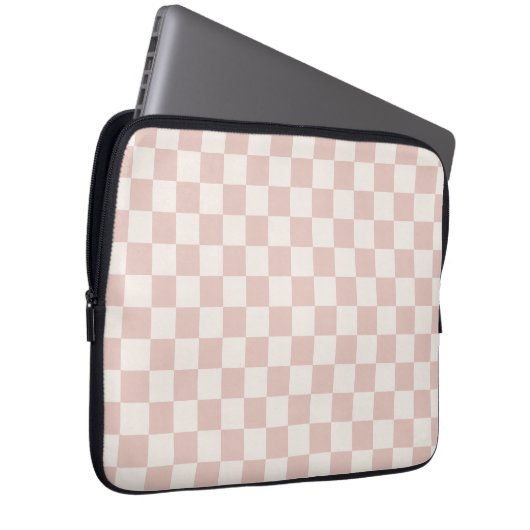 Karo Pale Beige Checked Pattern Checkerboard Laptopschutzhülle (Vorne Rechts)