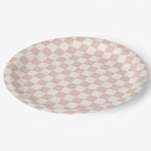 Karo Pale Beige Checked Pattern Checkerboard Pappteller (Schrägansicht)