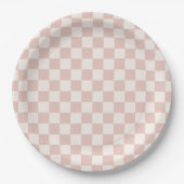 Karo Pale Beige Checked Pattern Checkerboard Pappteller (Vorderseite)