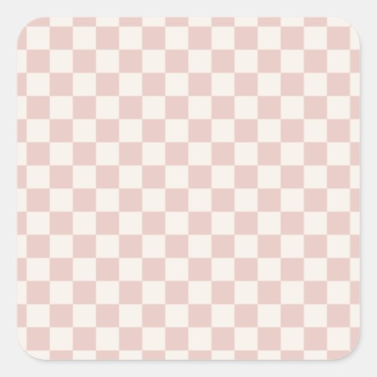 Karo Pale Beige Checked Pattern Checkerboard Quadratischer Aufkleber (Vorderseite)