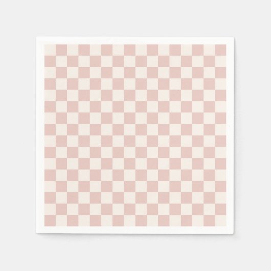 Karo Pale Beige Checked Pattern Checkerboard Serviette (Vorderseite)