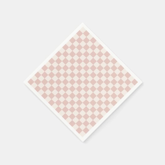 Karo Pale Beige Checked Pattern Checkerboard Serviette (Ecke)