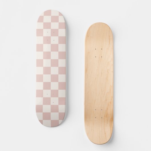 Karo Pale Beige Checked Pattern Checkerboard Skateboard (Vorderseite)