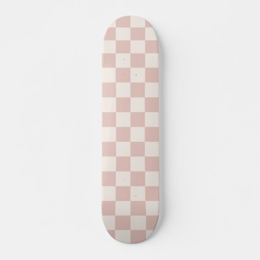 Karo Pale Beige Checked Pattern Checkerboard Skateboard (Vorne)