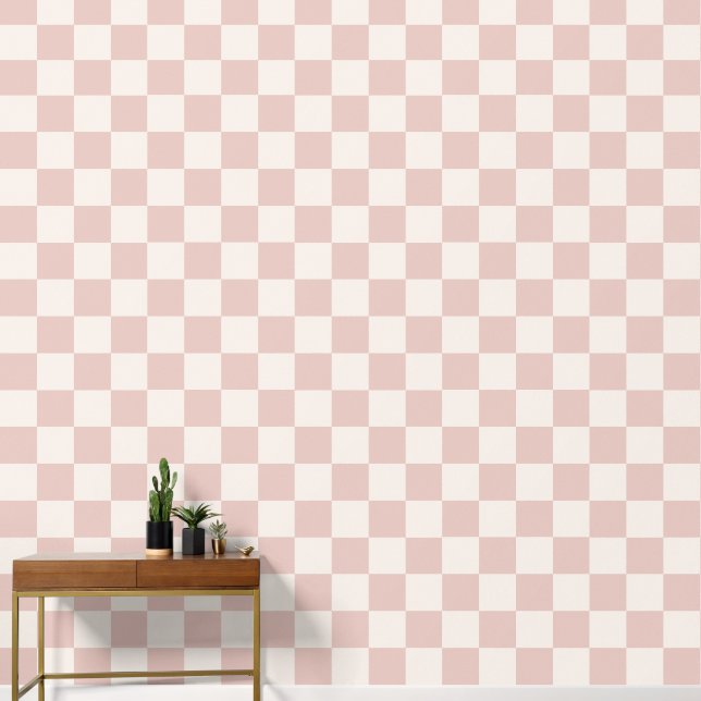 Karo Pale Beige Checked Pattern Checkerboard Tapete (Korridor)