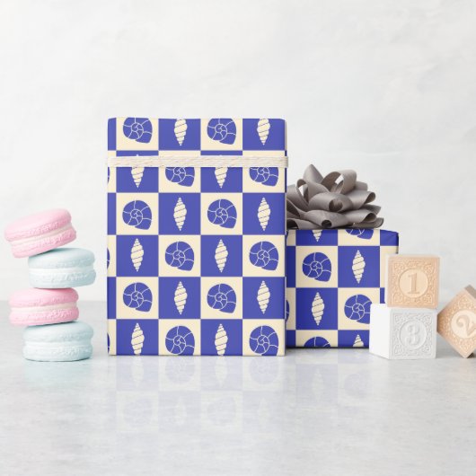 Karo Pattern Navy Wrapping Paper Roll Geschenkpapier (Babyparty)