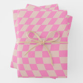 Karo-Patternterpfirsiche und rosa Vorlagenkarton Geschenkpapier Set (Beispiel)