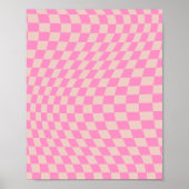 Karo-Patternterpfirsiche und rosa Vorlagenkarton Poster (Vorne)