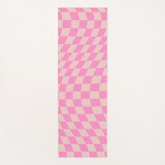 Karo-Patternterpfirsiche und rosa Vorlagenkarton Yogamatte (Vorderseite)