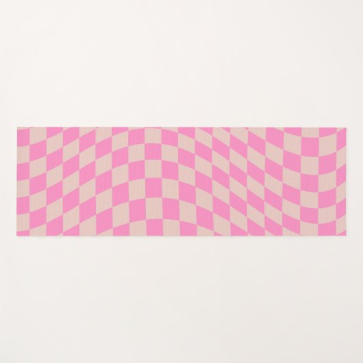 Karo-Patternterpfirsiche und rosa Vorlagenkarton Yogamatte (Vorderseite (Horizontal))