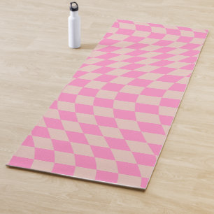 Karo-Patternterpfirsiche und rosa Vorlagenkarton Yogamatte