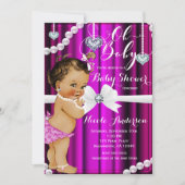 Karo & Pearls Vintage Pink-Babydusche Einladung (Vorderseite)