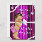 Karo & Pearls Vintage Pink-Babydusche Einladung (Rückseite)