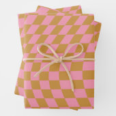 Karo Pink Senf Checked Pattern Checkerboard Geschenkpapier Set (Beispiel)