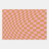 Karo Pink Senf Checked Pattern Checkerboard Geschenkpapier Set (Vorderseite)