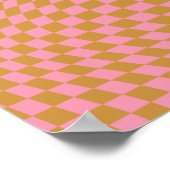 Karo Pink Senf Checked Pattern Checkerboard Poster (Ecke)