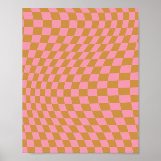 Karo Pink Senf Checked Pattern Checkerboard Poster (Vorne)