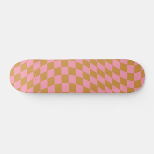 Karo Pink Senf Checked Pattern Checkerboard Skateboard (Horizontal)