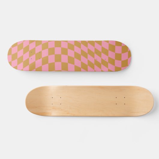 Karo Pink Senf Checked Pattern Checkerboard Skateboard (Horizontal)