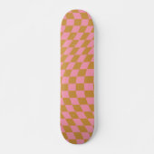 Karo Pink Senf Checked Pattern Checkerboard Skateboard (Vorne)